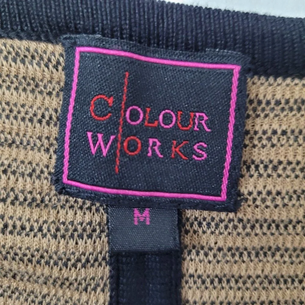 Colour Works‎ Sweater Womens M Snap Closure Long Sleeve Diamond Print Cardigan